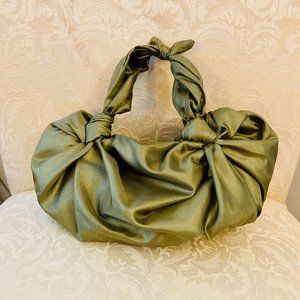 Handmade Olive Green Nylon Ascot Knot Handbag